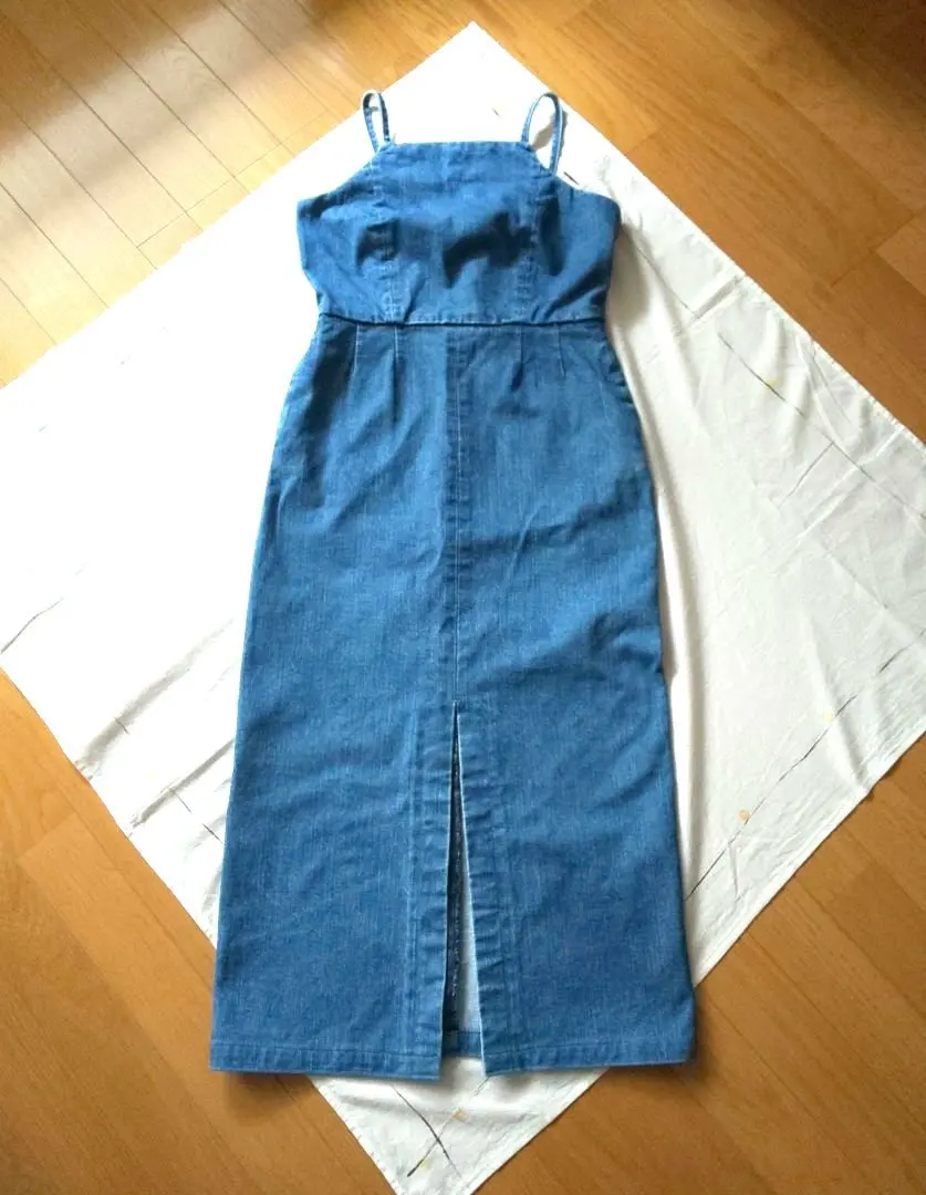 【美品】シンメ　デニム　キャミワンピース　ロング　スリット　板谷由夏　M シンメ デニム キャミワンピース ロング スリット 板谷由夏 S