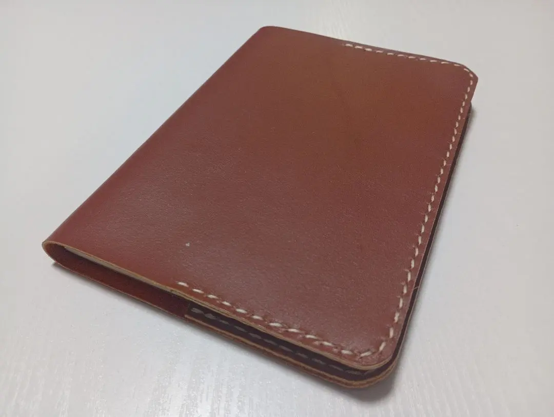 Thumbnail of Red-brown genuine leather book cover B6 size, with MUJI notebook