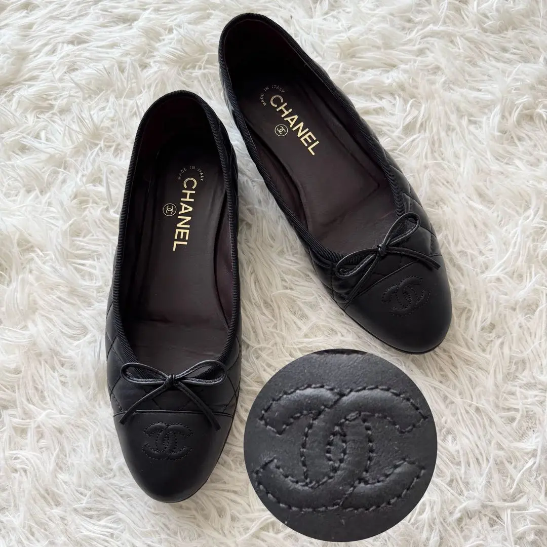 CHANEL ブラック バレエフラットシューズ サイズ39c 2025年最新】chanel バレエシューズ 39の人気アイテム - メルカリ