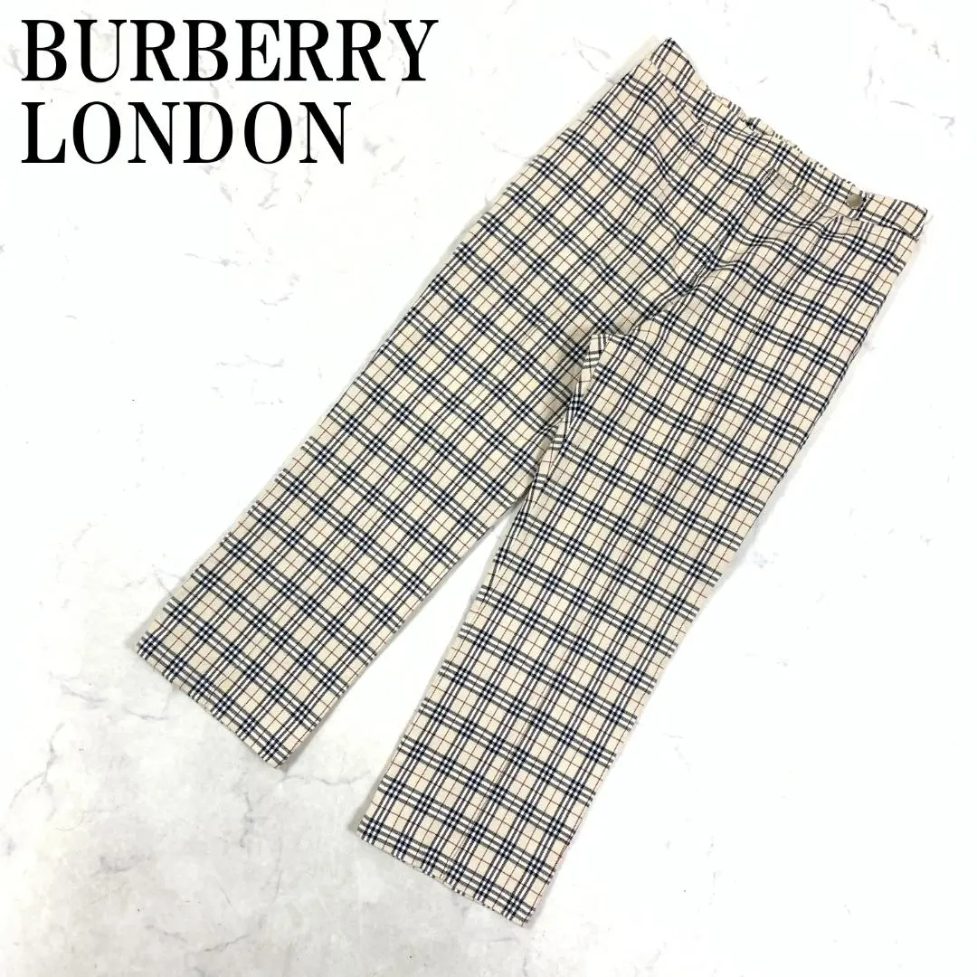 LA8053 Burberry London 長褲 褲子 棉質 格紋 米色 160 的縮圖