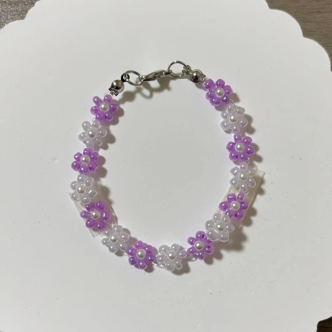 Thumbnail of Beaded bracelet, handmade, accessory, "oshi-katsu" (supporting your favorite), purple