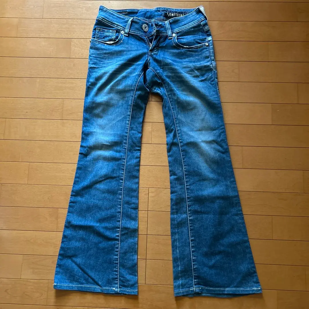 Thumbnail of SOMETHING Flare Denim Pants with Embroidery
