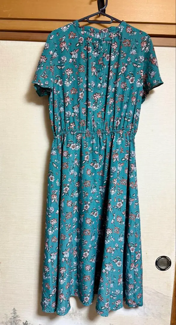 Thumbnail of Floral print short-sleeved long dress