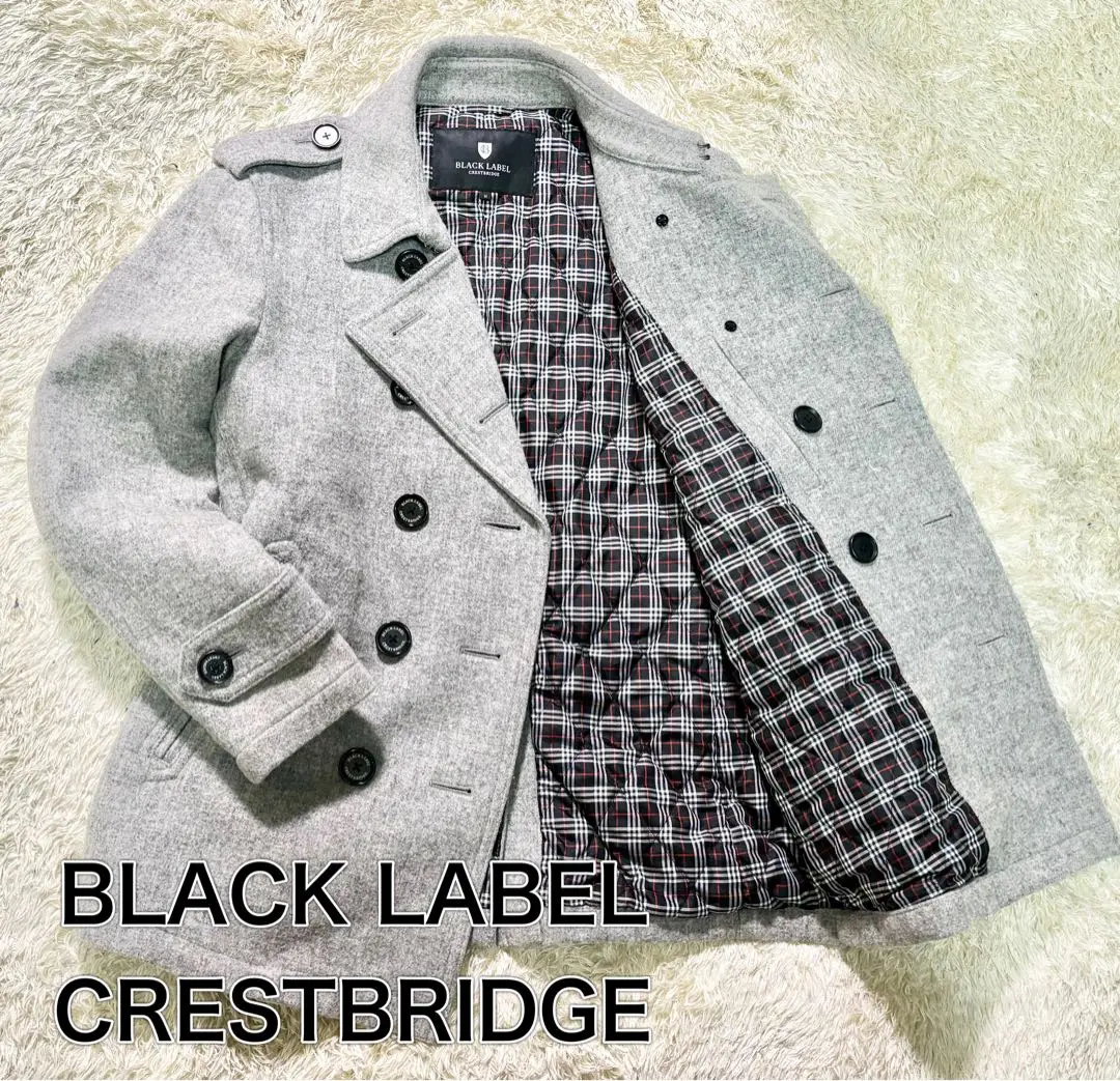【美品】ブラックレーベルクレストブリッジ グレー ウール ピーコートダブル 2025年最新】BLACK LABEL CRESTBRIDGE メンズ ピーコート