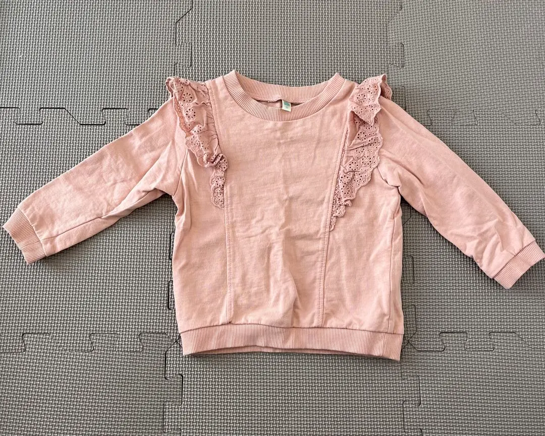 Thumbnail of Pink sweatshirt with frills, size 80