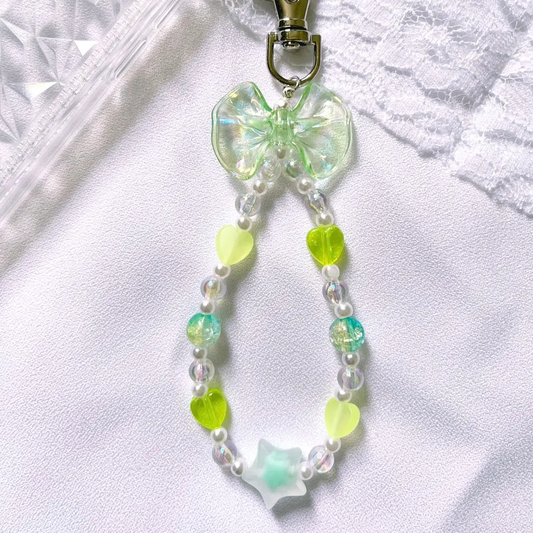 Thumbnail of Ribbon and Heart Bead Keychains