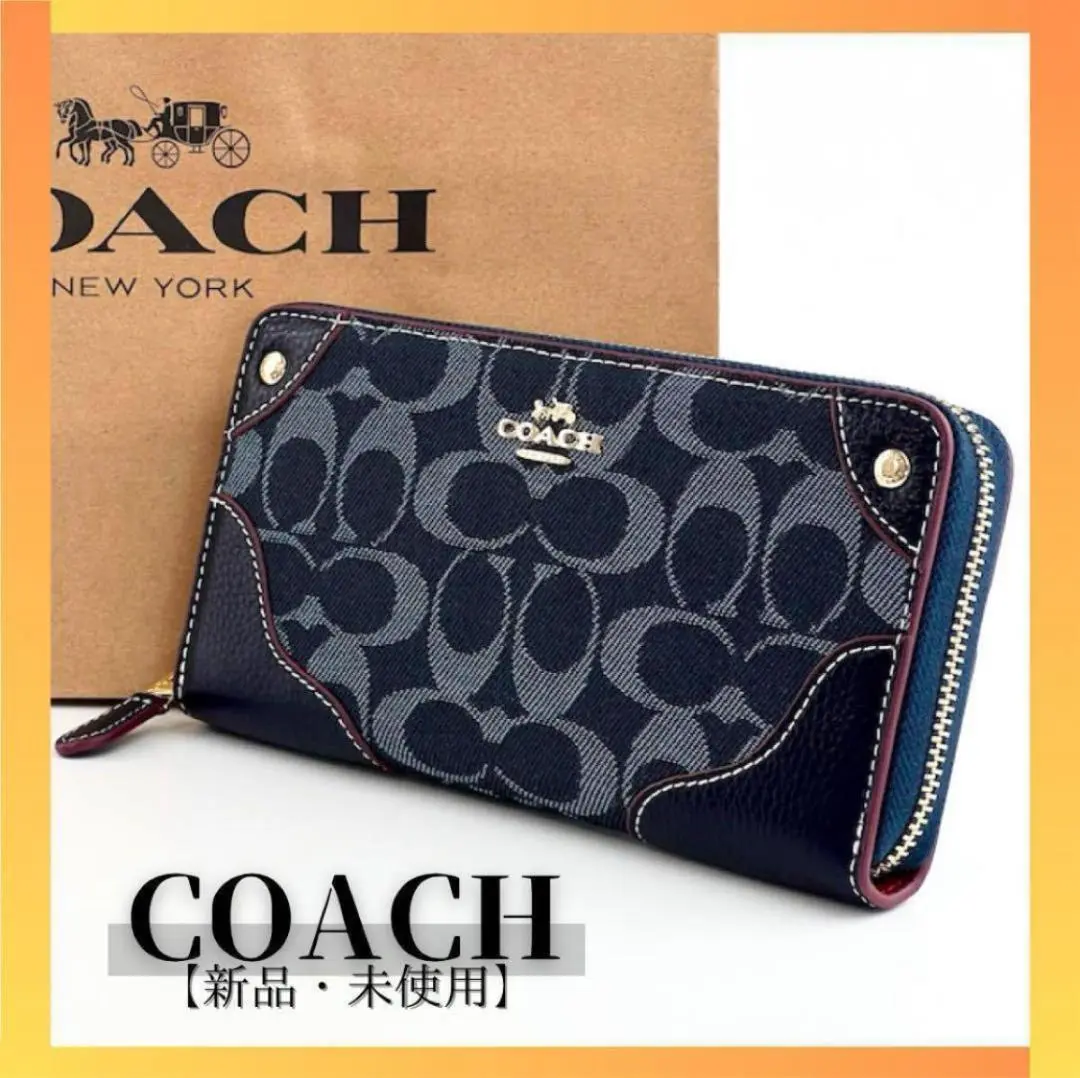 新品未使用』COACH コーチ 財布 長財布 F53769 ブルー×ブラウン