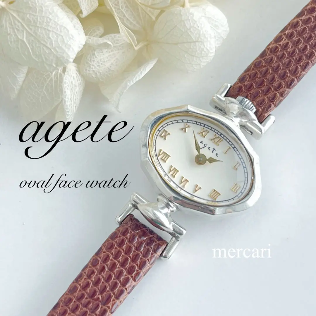 ✨agate　アガット オーバルフェイスウォッチ　腕時計　ミル打ち agete CLASSIC 腕時計 オーバルフェイスジュエリーウォッチ 「A