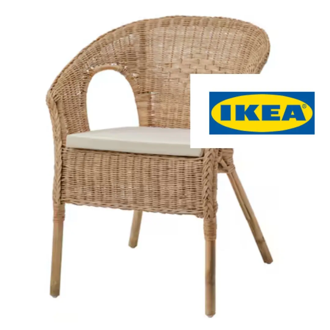 IKEA ラタンアームチェア クッション付き/ニルソーヴェ Amazon｜IKEA (イケア) Norna/NILSOVE チェアパッド付き ラタン