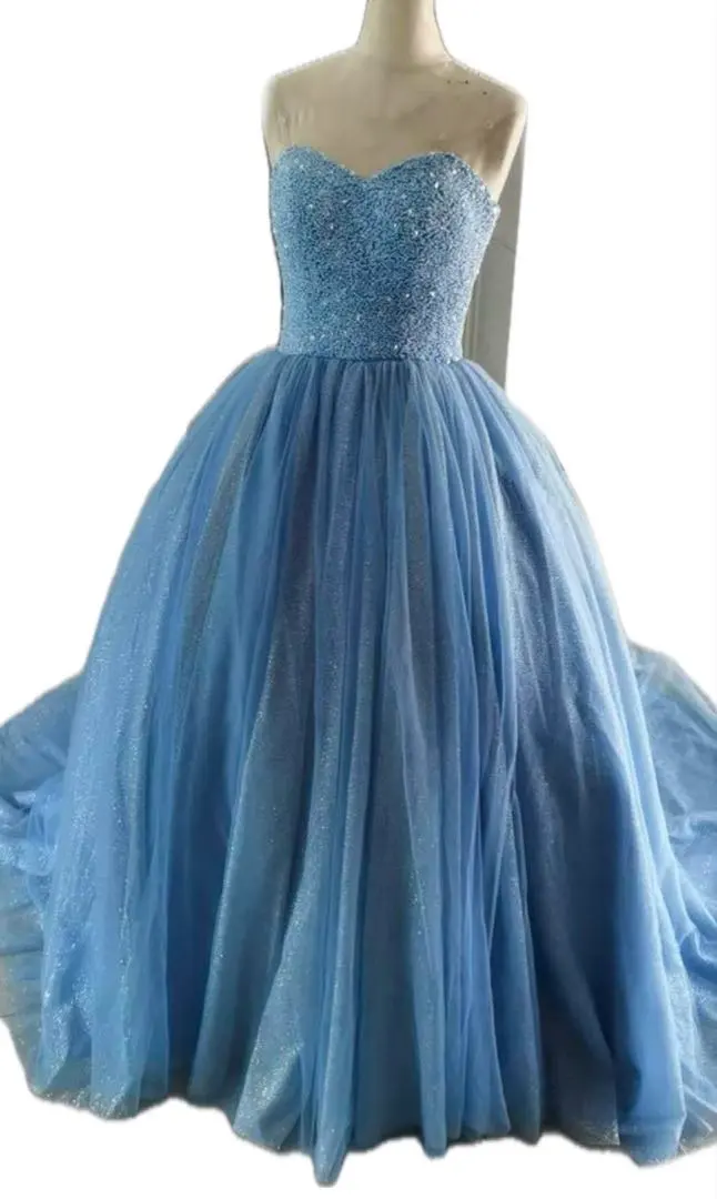 Thumbnail of Final Price Reduction: Light Blue Colored Dress, Wedding Dress, Glitter, Sparkle