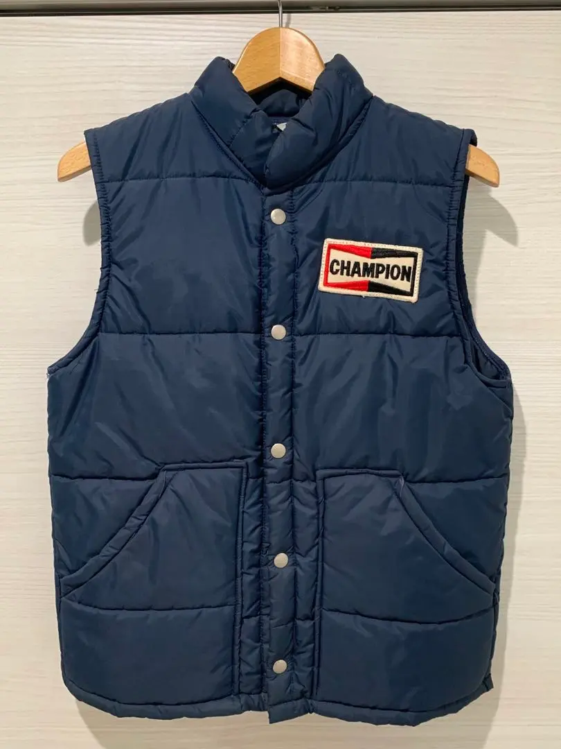 80s US古着 CHAMPION 中綿 ベスト M チャンピオン プラグ