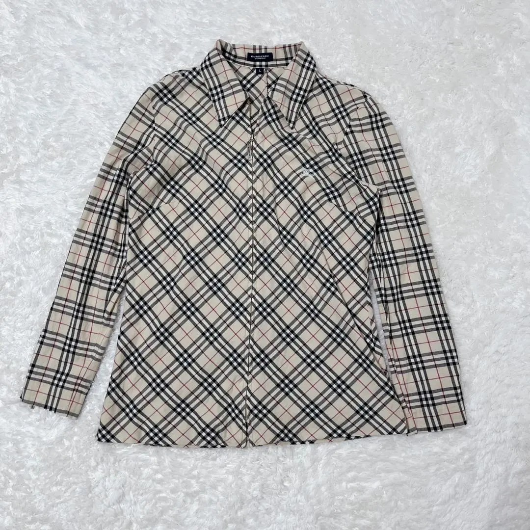 Thumbnail of Burberry Nova Check Zip-up Shirt Long Sleeve Stretch Horse Embroidery