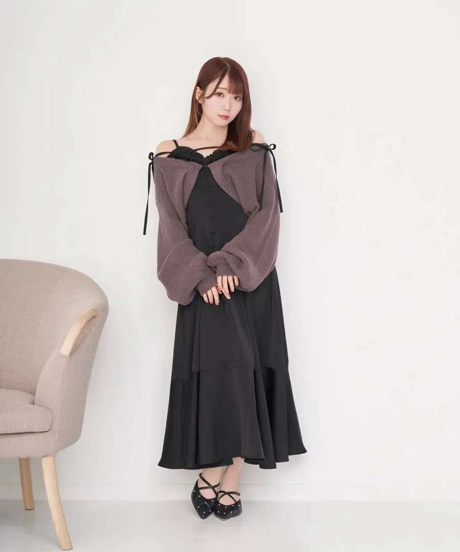Rosé Muse cami dress set cardigan