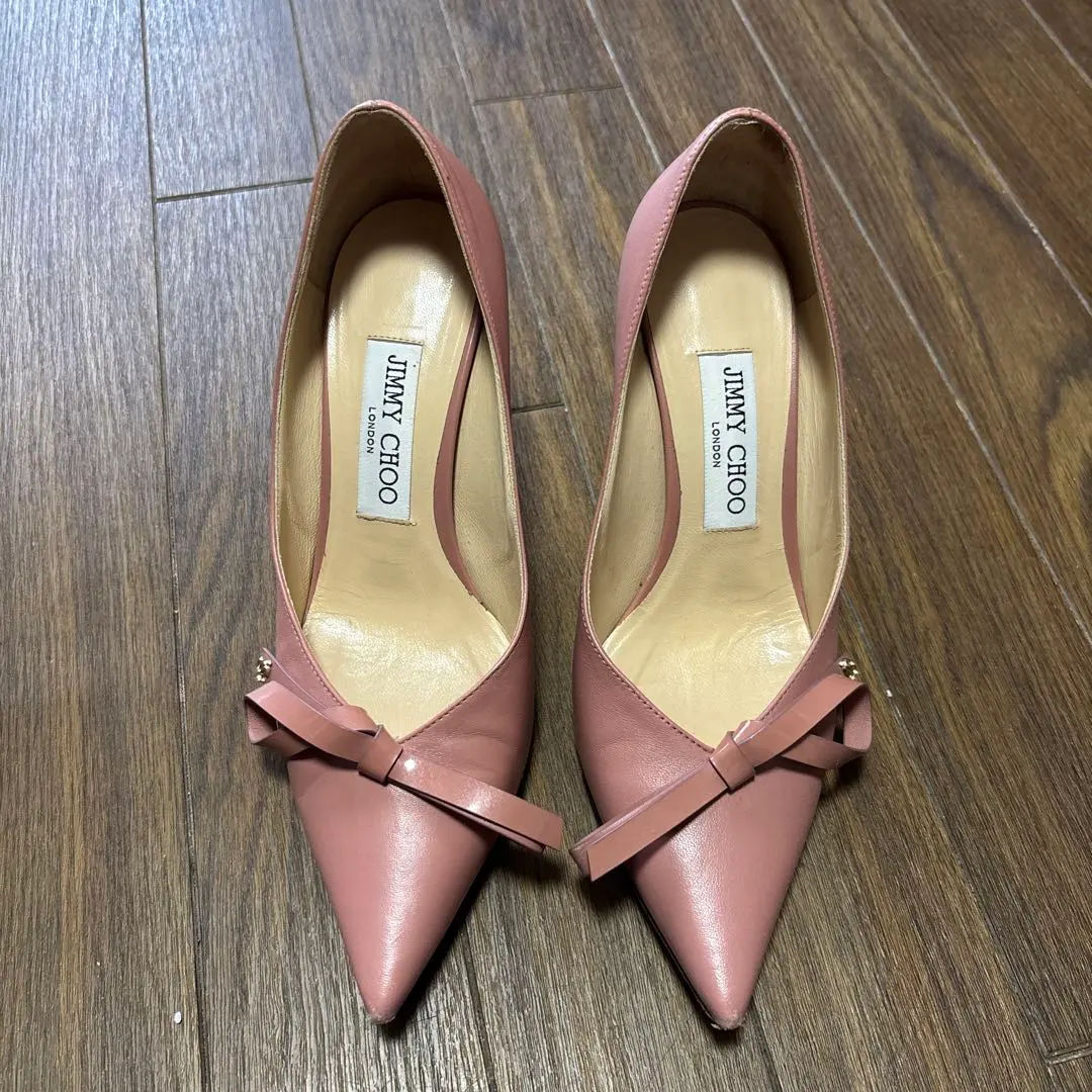 Thumbnail of JIMMY CHOO pink high heels with ribbon