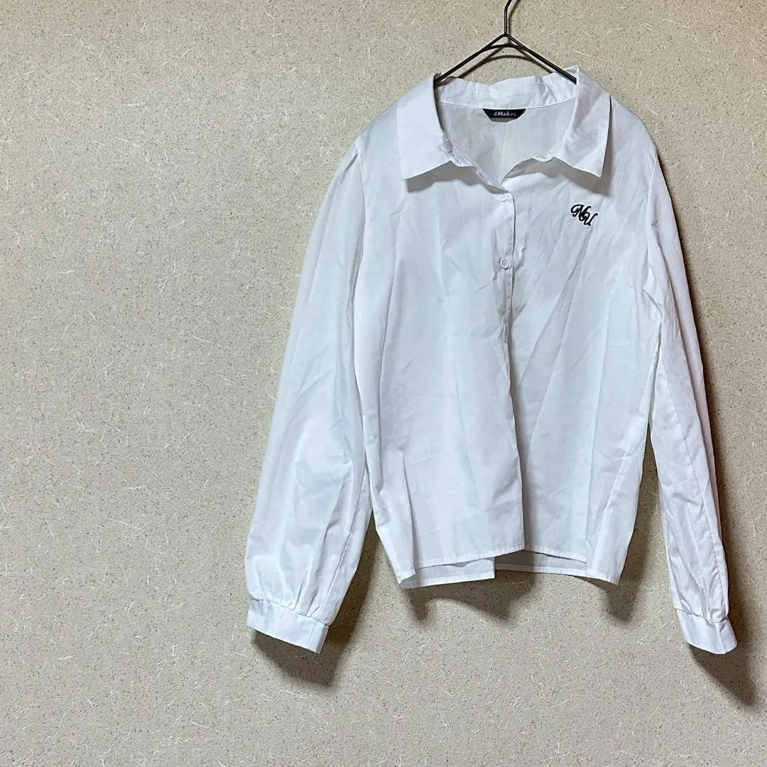 4Makes 白色 長袖襯衫 M 雅緻薄款 嫘縈混紡材質 春秋 氣質可愛 的縮圖