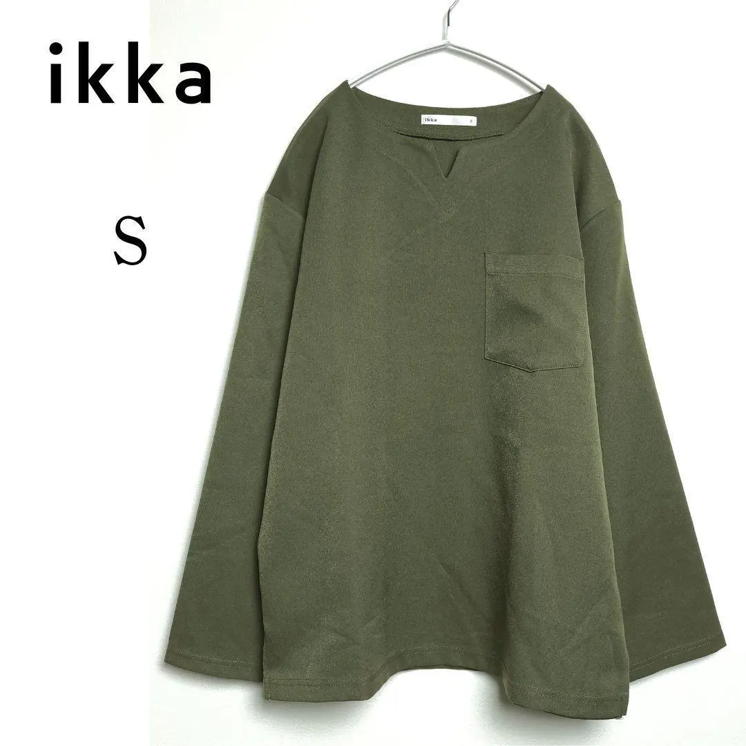 Thumbnail of 【ikka】Long Sleeve Cut and Sew, Size S, Khaki, Simple, with Chest Pocket, 2515