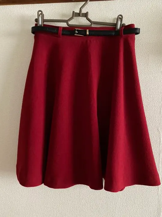 Thumbnail of Red flare skirt with belt