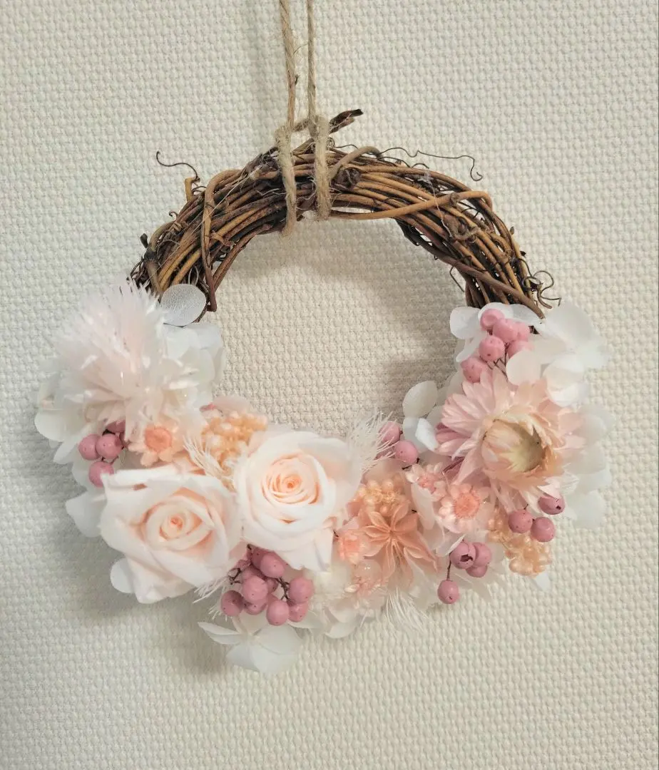 迷你花環 粉色系永生花花環 半花環 的縮圖