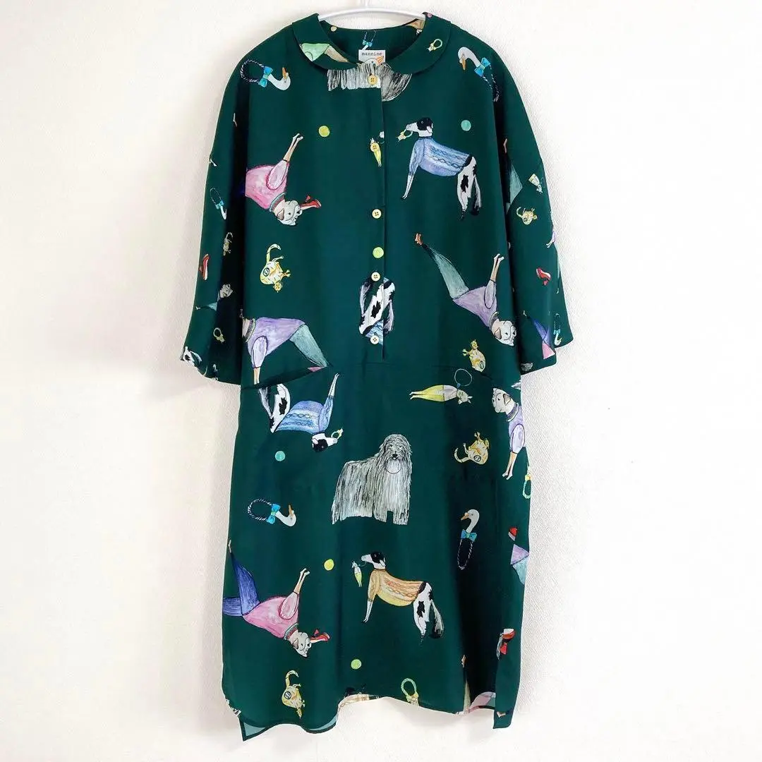 超美品 入手困難 パグ 総柄  mannine ワンピース 岸本万里 超美品 入手困難 パグ 総柄 mannine ワンピース 岸本万里 - メルカリ