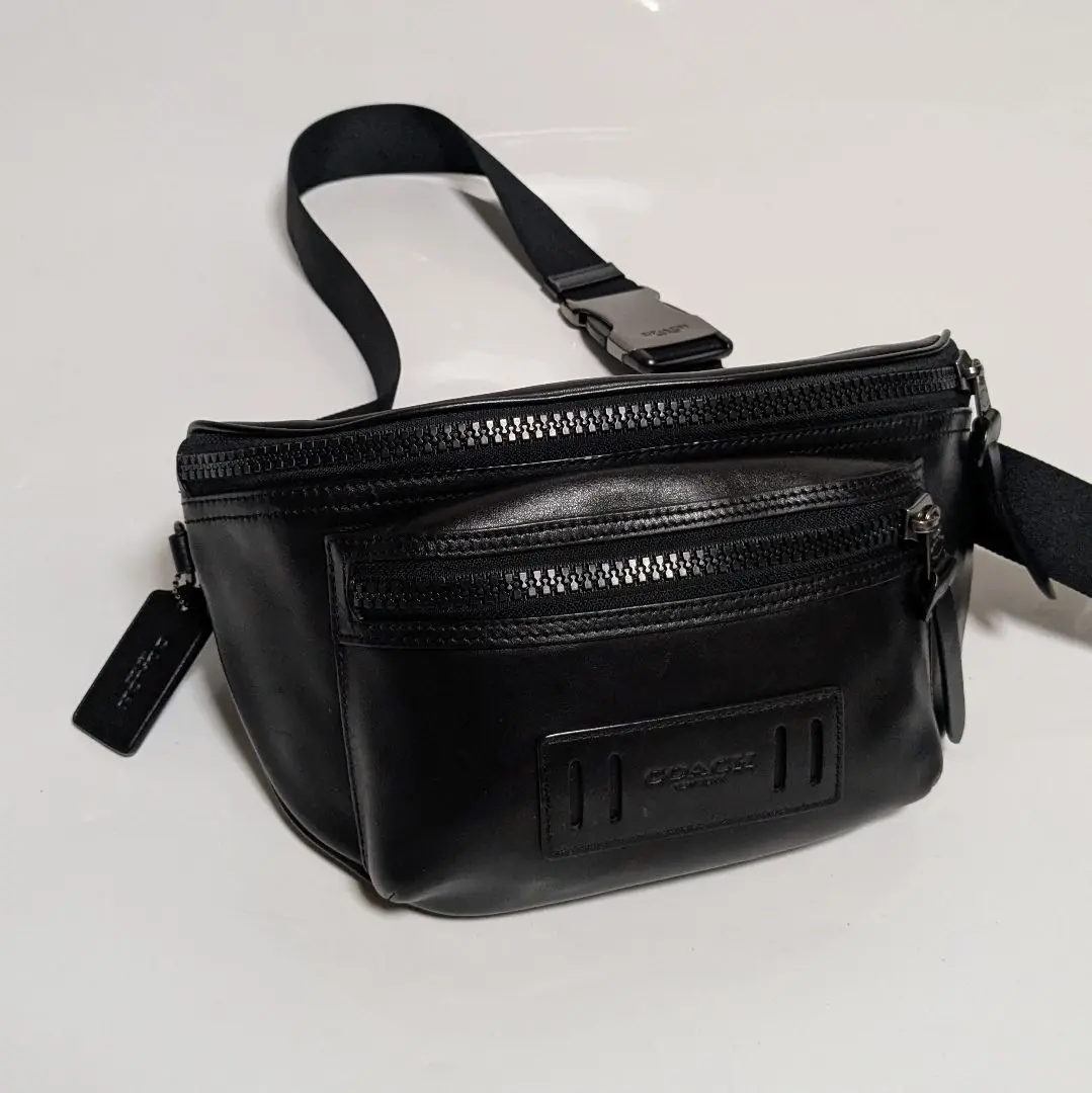 ✨美品✨COACH ボディバッグ レザー ブラック F75776 COACH コーチ バッグ ボディバッグ F75776 QB/BK ウエストバッグ