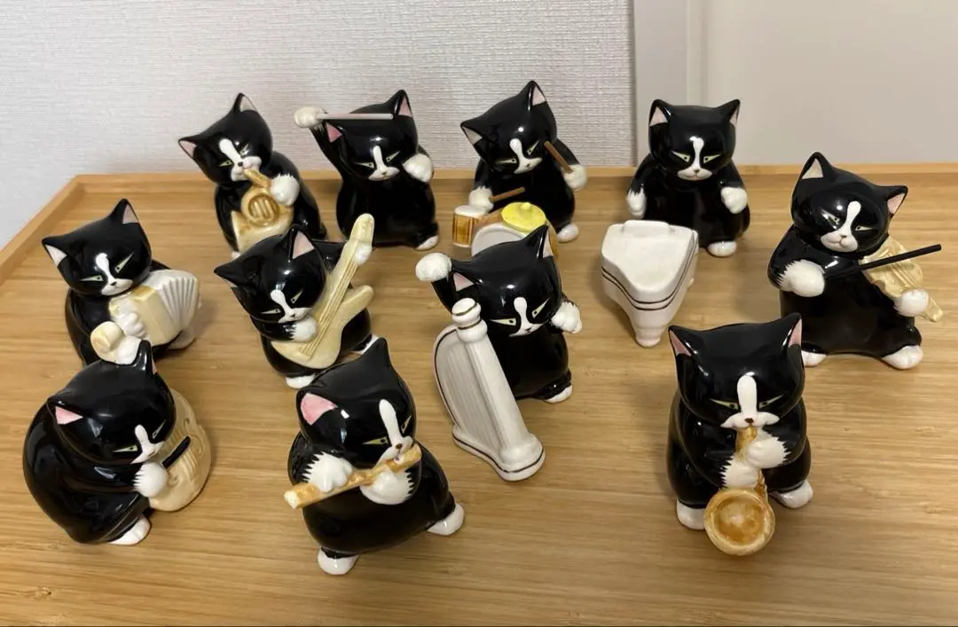 【瀬戸焼】黒猫オーケストラ11体セット　黒猫音楽隊　黒猫楽団 瀬戸焼】黒猫オーケストラ11体セット黒猫音楽隊黒猫楽団