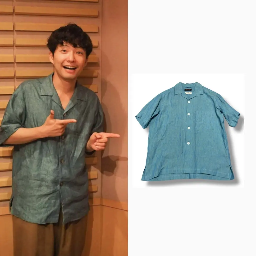 CABAN 半袖シャツ 100%リネン 青系 CABaN リネン オープンカラーシャツ｜トゥモローランド 公式通販