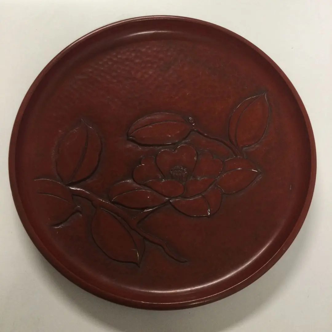 a543 葉盆 鎌倉彫り 古物茶道