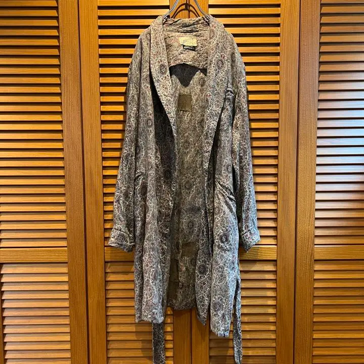 Thumbnail of Wool shawl gown coat with Liberty print, made in England, for ages 40-50s