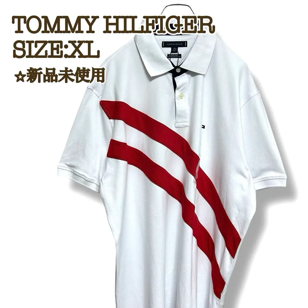 Thumbnail of New Tommy Hilfiger Polo Shirt Banner Stripe XL White
