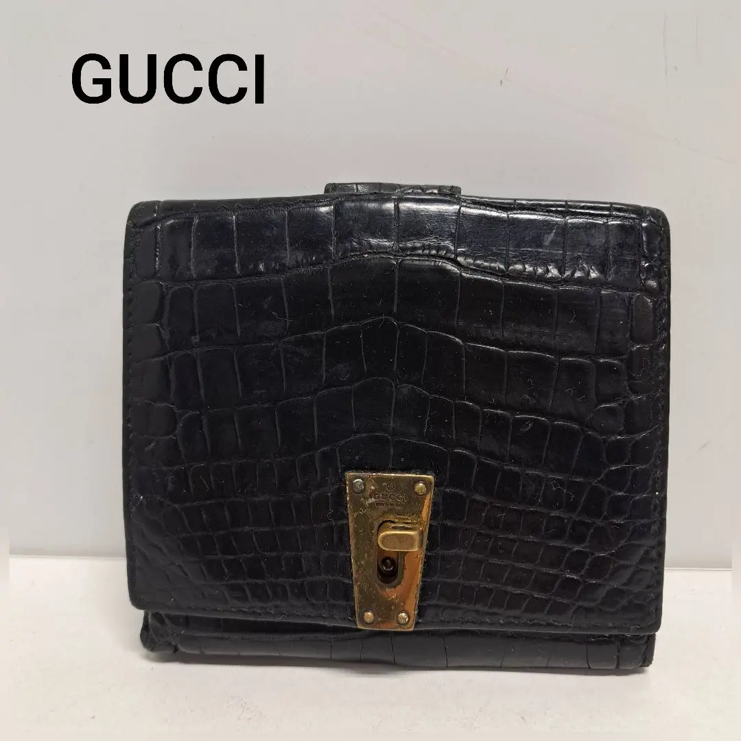 Thumbnail of Rare Gucci Bi-fold Wallet Leather Made in Italy Crocodile Limited Edition