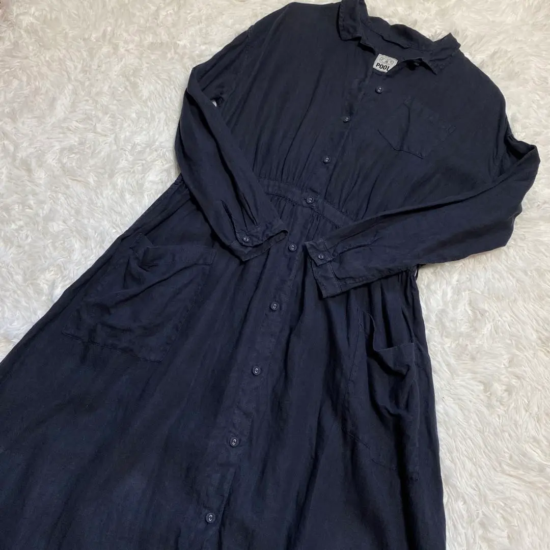 IDÉE POOL いろいろの服 アトリエシャツワンピース チャコール　新品 IDEE POOL いろいろの服 アトリエシャツワンピース チャコール
