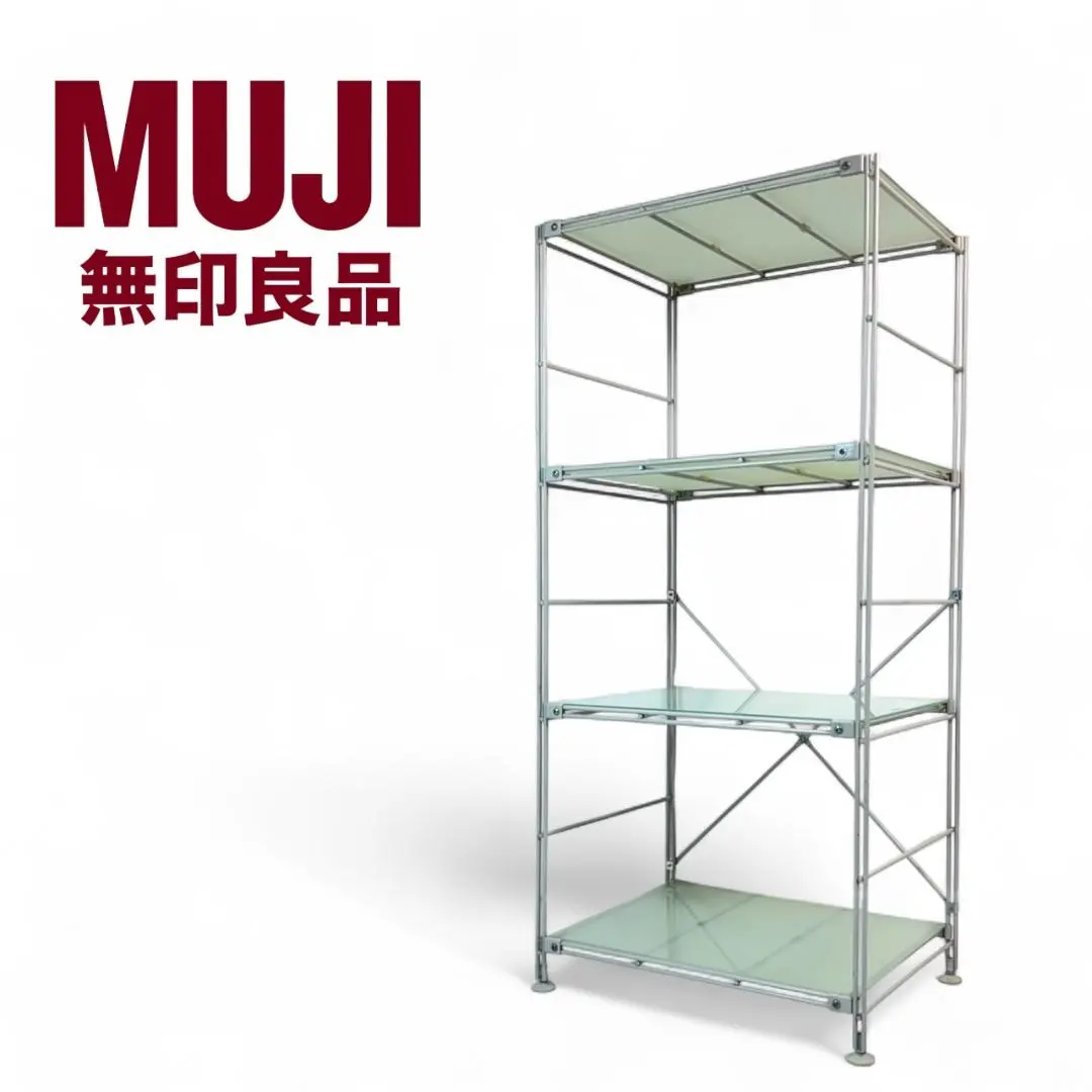 〔runrunさん専用〕無印良品 ガラス棚ユニットシェルフ スチールユニットシェルフ用・ボックス・ガラス引き戸・オーク材