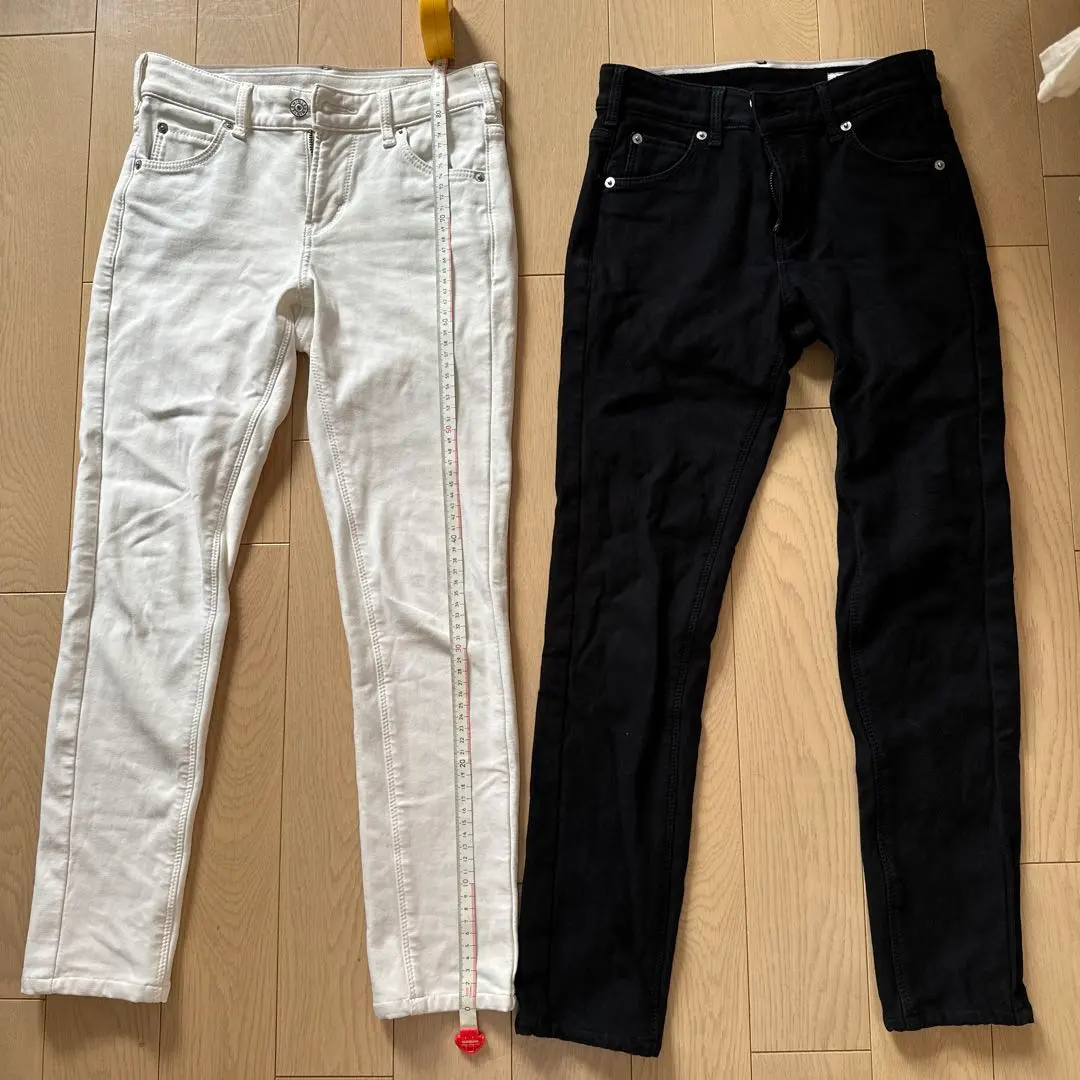 Thumbnail of Fleece-lined White & Black Denim Pants Set