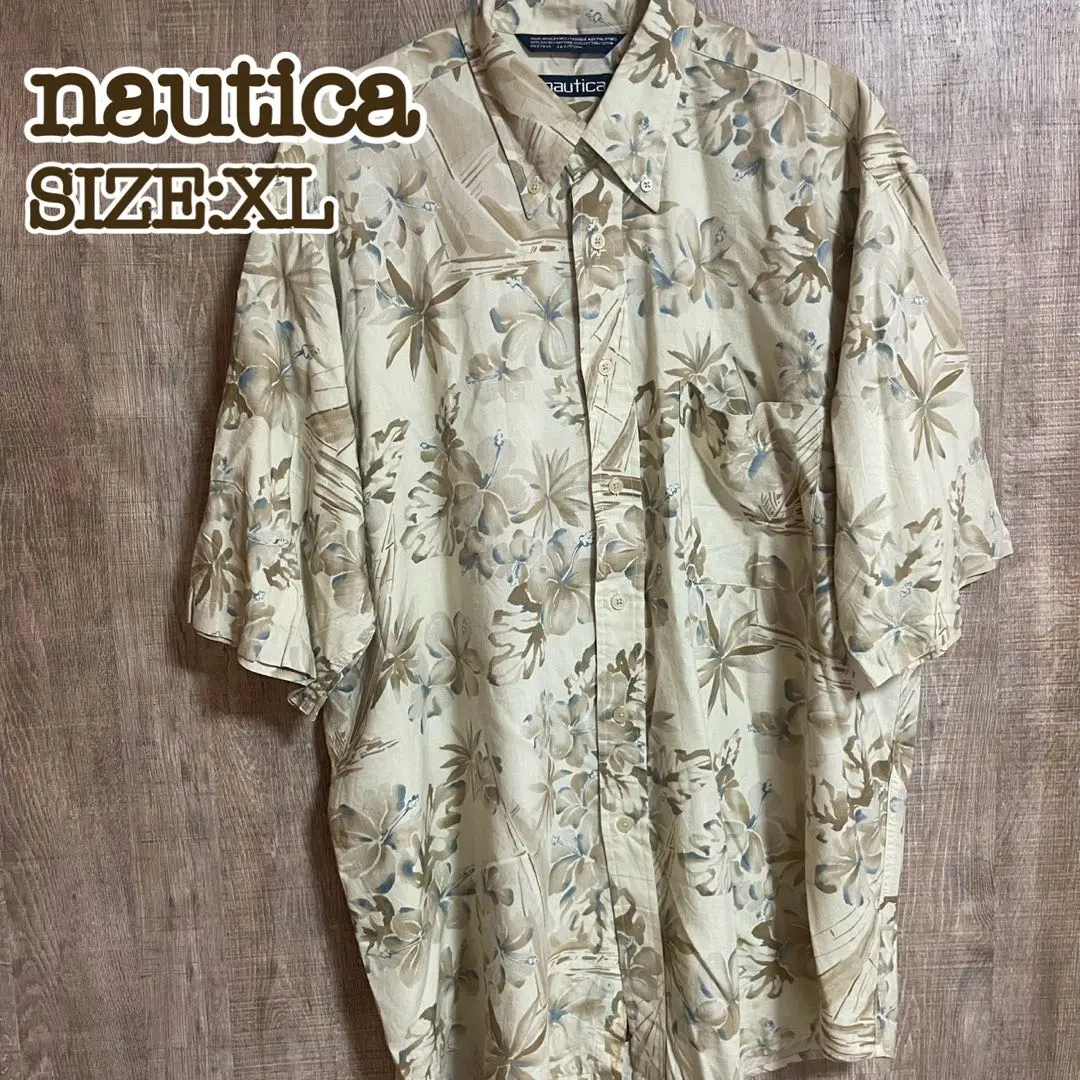 Thumbnail of Nautica Aloha Shirt Beige Botanical Pattern XL