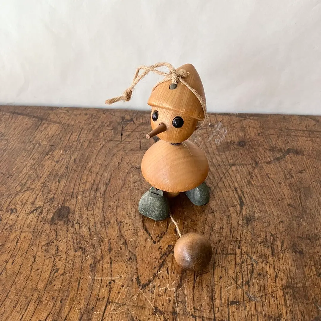 Thumbnail of Wooden doll-shaped toy bell, Showa retro, vintage