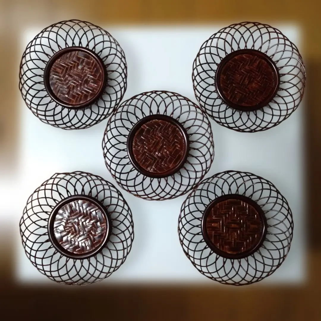 Thumbnail of Yame Bamboo Openwork Tea Trays - Set of 5