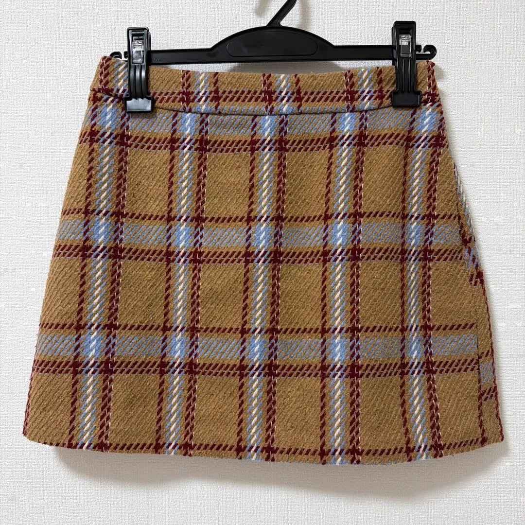 Thumbnail of Forever 21 Check Mini Skirt Trapezoid Skirt Brown Size S