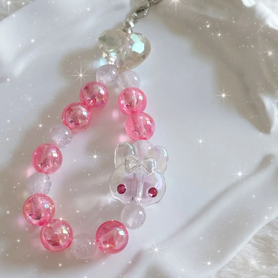 Thumbnail of Clear x Pink Rabbit Bead Strap