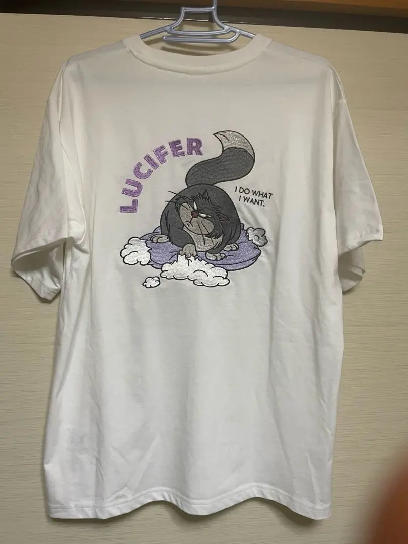 ディズニー シンデレラ ルシファー さがら刺繍 半袖 tシャツ 双子 お揃い M ディズニー シンデレラ ルシファー サガラ 刺繍半袖 tシャツ