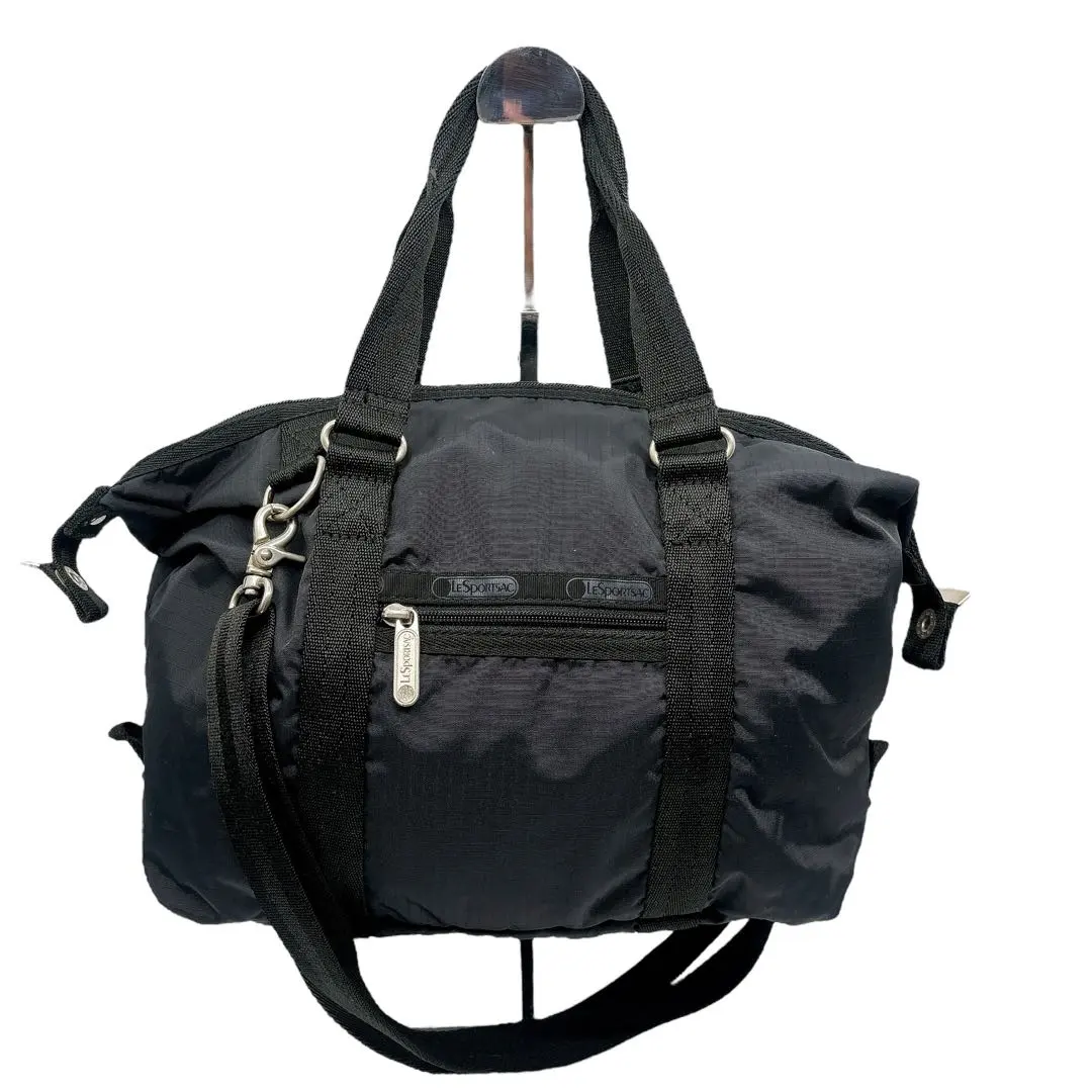 Thumbnail of Excellent condition LeSportsac shoulder bag, 2-way, all black, nylon, black
