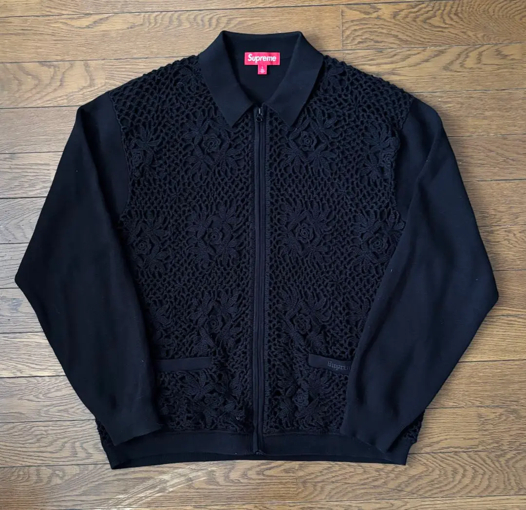 M SS25クロシェ ジップアップ カーディガン supreme ブラック ① 2025年最新】supreme crochet cardiganの人気アイテム - メルカリ