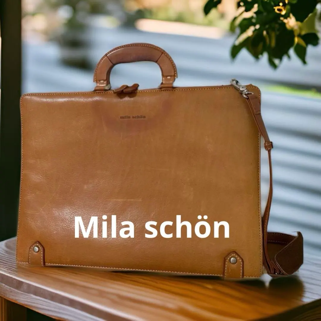 【未使用級】ミラショーン　ビジネスバッグ　ブラウン　レザー　ショルダー　2ウェイ 楽天市場】ミラショーン mila schon 2WAY レザーショルダー