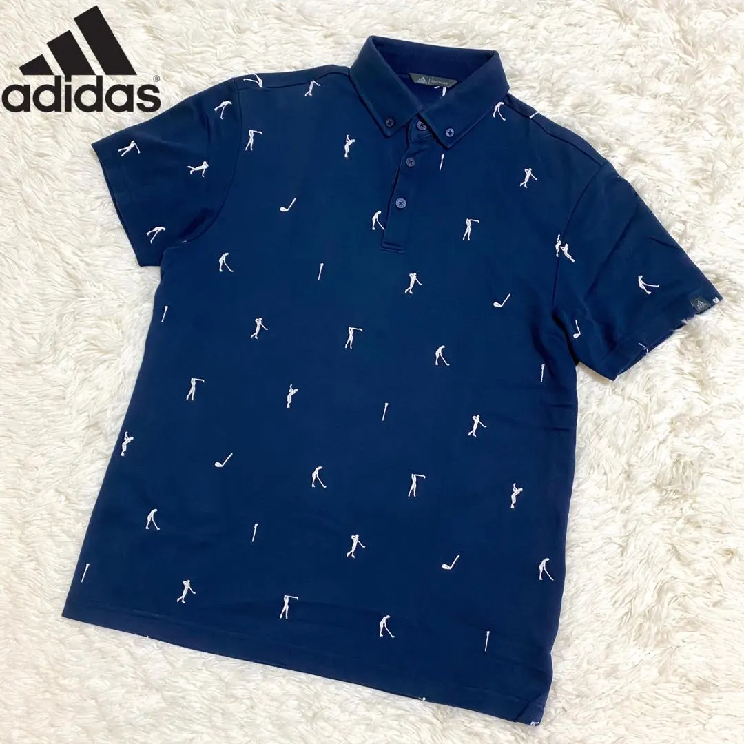 Thumbnail of ADICROSS Adidas Polo Shirt All-over Print BD Golf Navy M