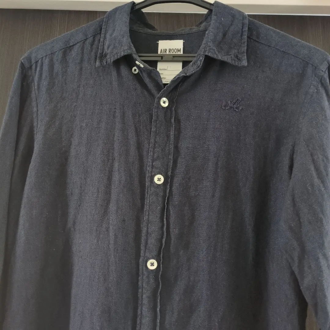 【AIR ROOM PRODUCTS】ヴィンテージバンドカラー長袖ギャザーシャツ aquagarage バイカラーギャザーブラウス シャツ 春秋 長袖 M L