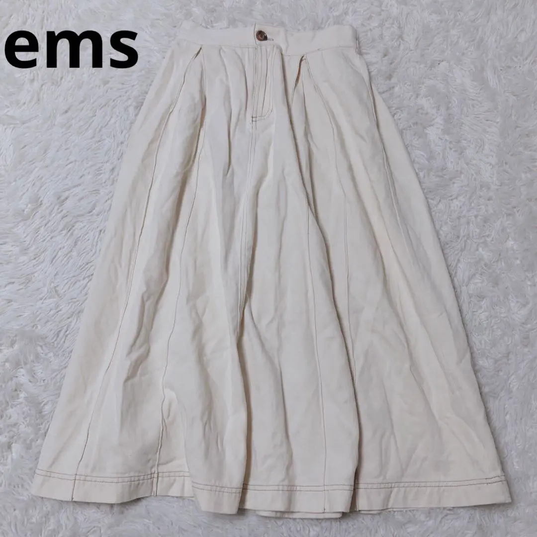 Thumbnail of M's Long Skirt Flare Tucked Casual Cotton Ivory
