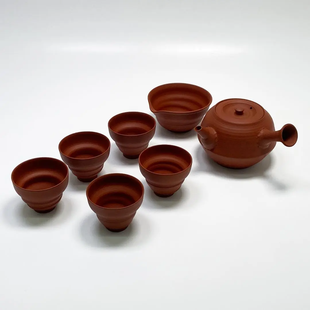 初代 山田常山作 常滑朱泥酒壷 一対 酒器 三代常山識箱 共箱共布　OE468 b3f2b6dc7db485515004e0ffdb87c2
