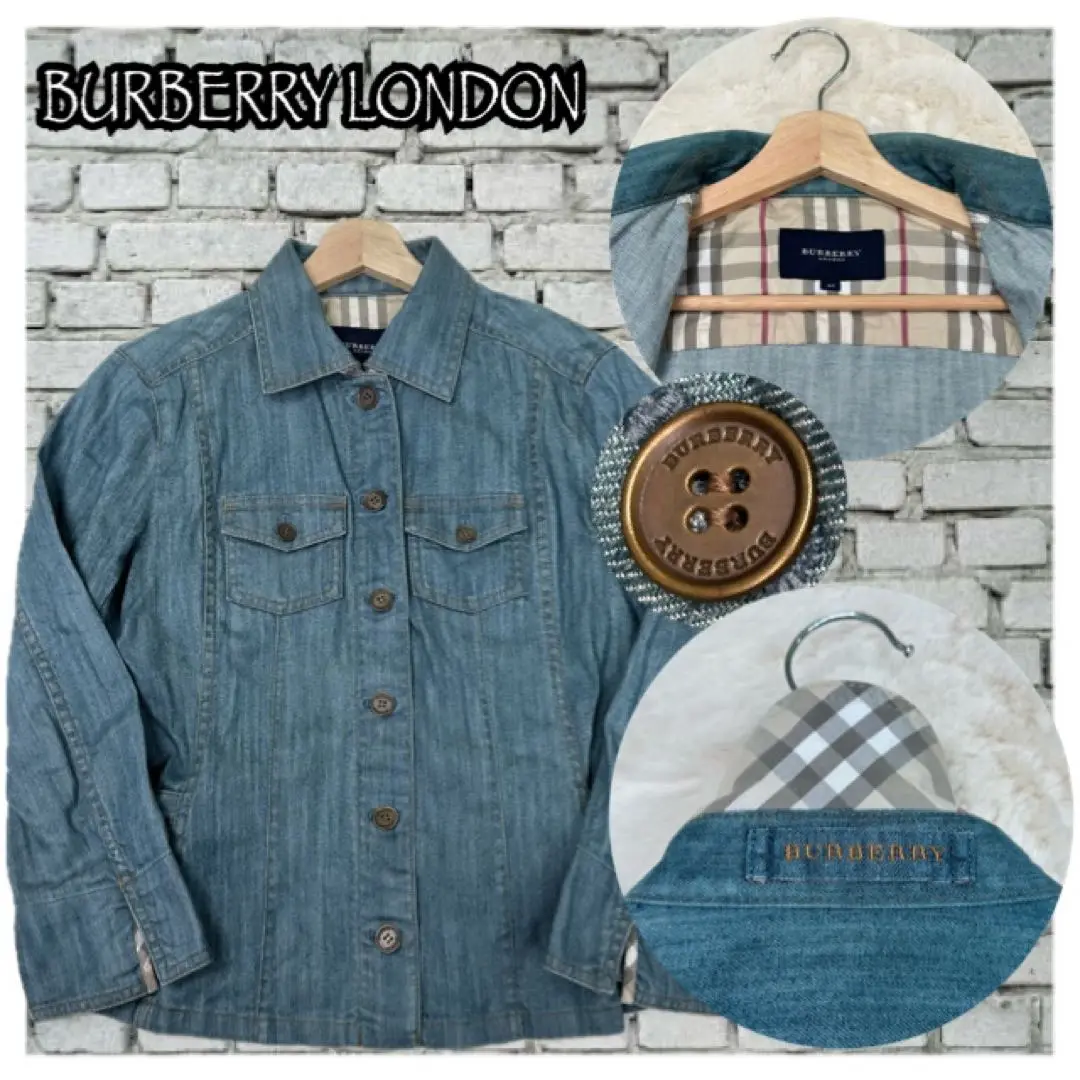 美品 大きめ BURBERRY LONDON デニムジャケット Gジャン 総柄 2025年最新】BURBERRY LONDON メンズ Gジャン・デニムジャケット