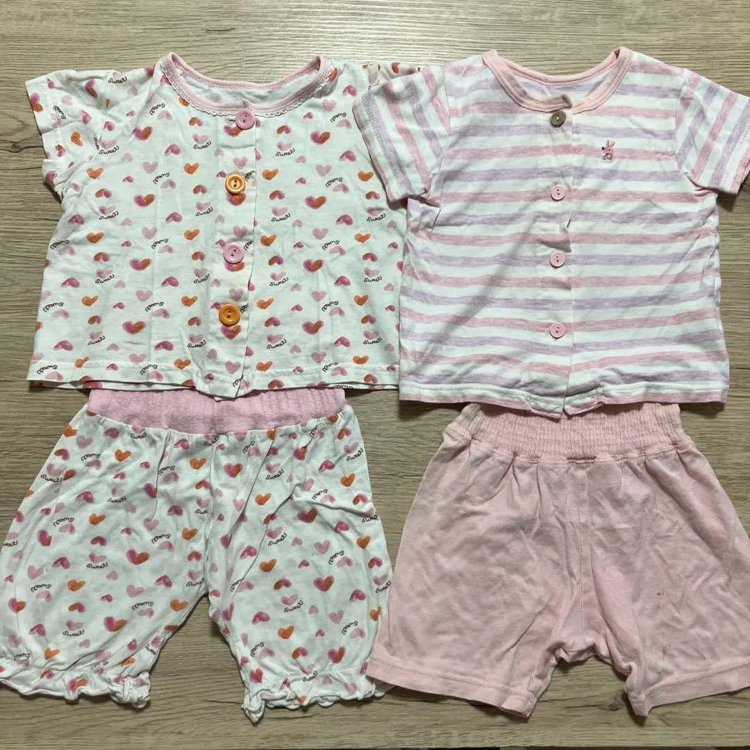Thumbnail of Baby pajama set, heart pattern, stripes, 80cm