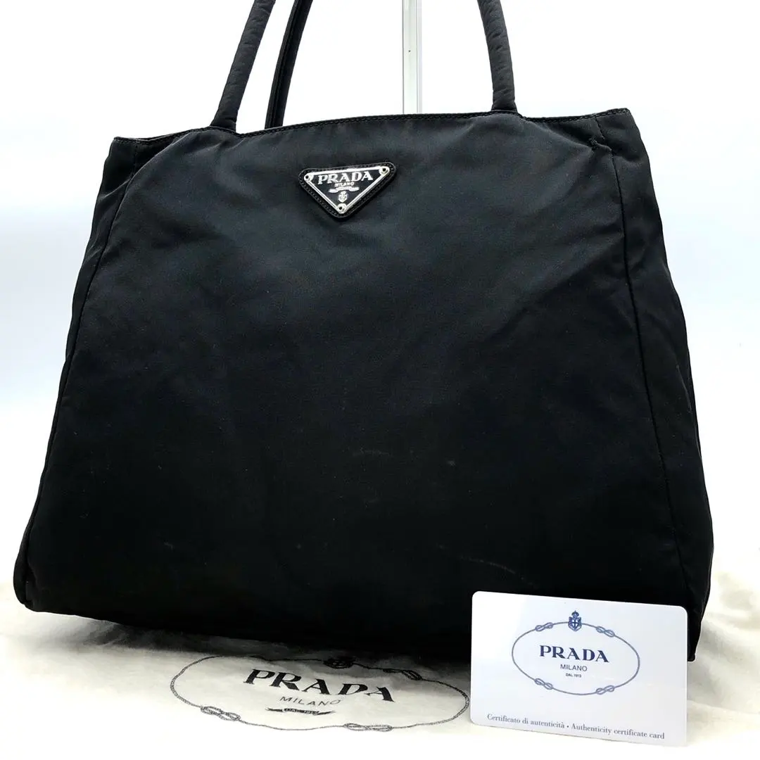 Thumbnail of Prada Handbag Triangle Logo Plate Silver Hardware Tessuto Nylon Black