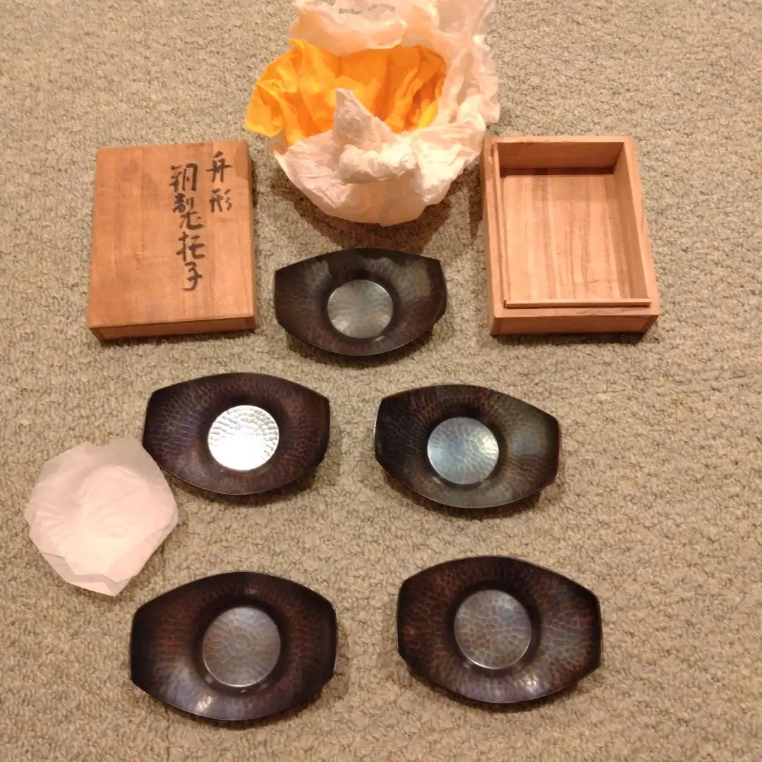 煎茶道具　茶道具　托子　茶托　アンティーク　銅製　斑禾　修文堂造　金属工芸 煎茶道具 茶道具 托子 茶托 アンティーク 銅製 斑禾 修文堂造